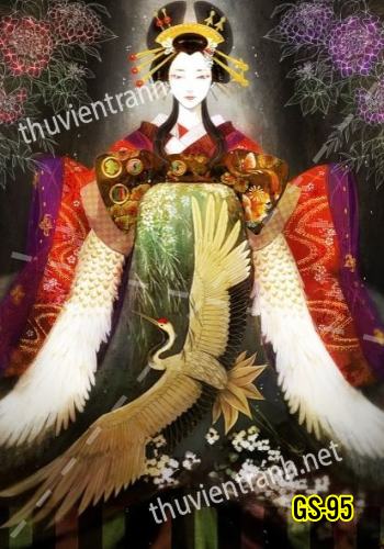 Tranh dán tường hoa cô gái Geisha Nhật Bản-GS-95 - Tranh tường chất lượng cao